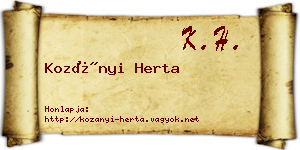 Kozányi Herta névjegykártya