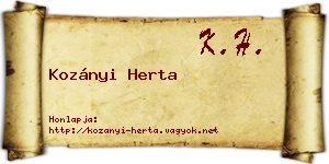 Kozányi Herta névjegykártya
